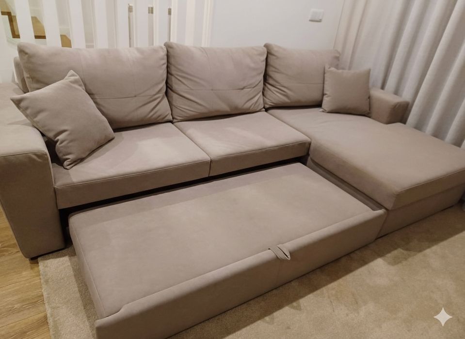Sofá Premium ANTARTE | 3 Lugares + Chaise Longue (Baú e Cama)