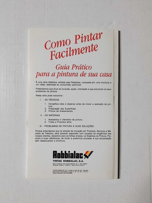 Robbialac - Como pintar facilmente - Guia prático pintura casa (1991)