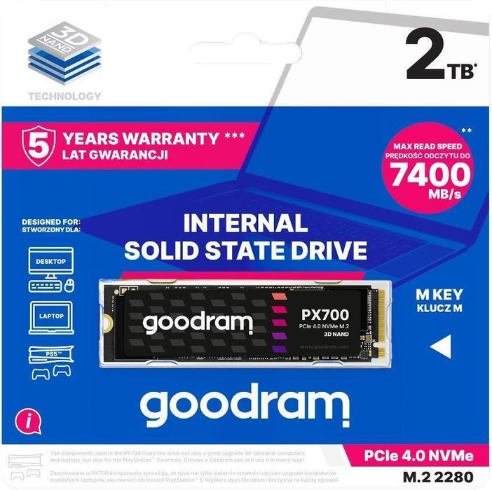 GOODRAM 2TB M.2 PCIe Gen4 NVMe PX700 - fabrycznie nowy