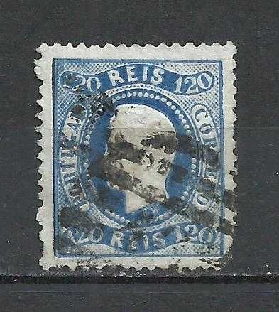 Portuguese Stamps – 1 Stamp of 120 Reis, King Luís I, Curved Band, 1867–1870