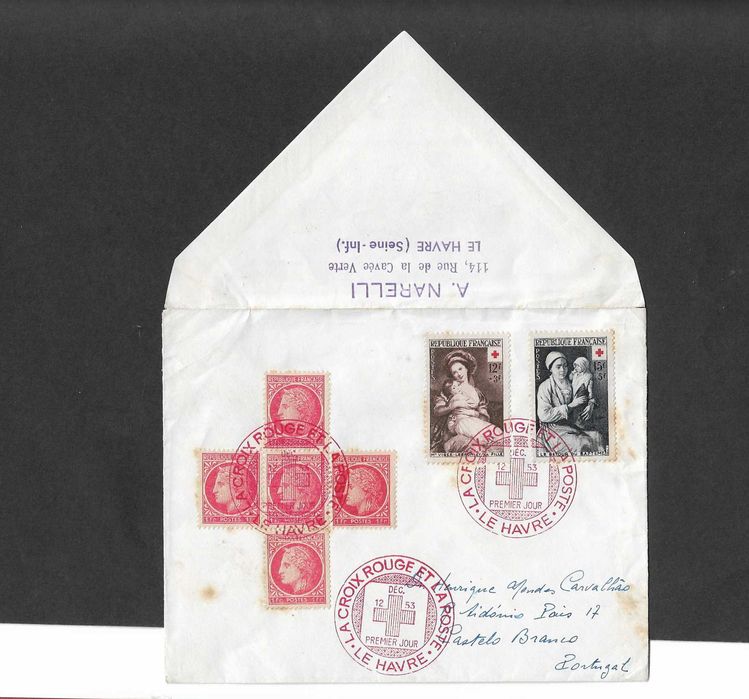 Carta enviada de França para Portugal 1953