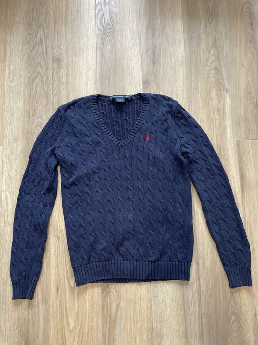 Damski sweter warkocz Ralph Lauren Sport granatowy navy