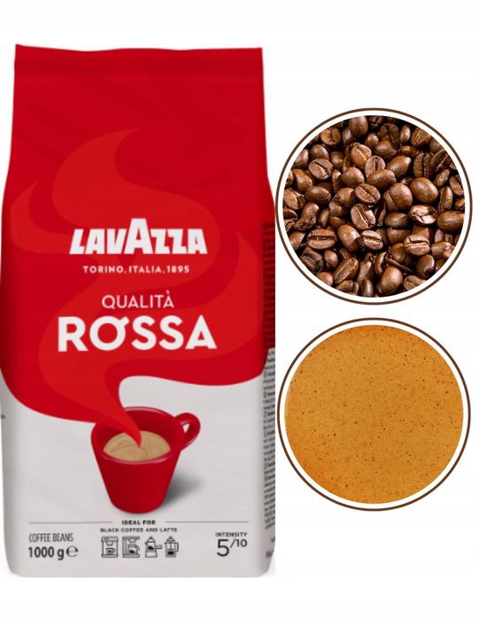 6x1KG Kawa Ziarnista LAVAZZA QUALITA ROSSA 6x1000G Oryginalna