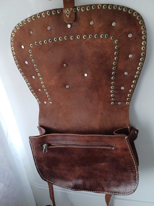 Красива сумка у стилі бохо, Марокко, натуральна шкіра, монети.