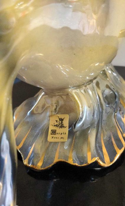 Estatueta Carpiè de Peixe Arte Nova/Art Déco em porcelana italiana