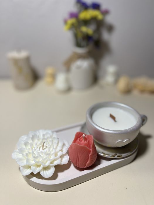 Соєва свічка, аромасвічки, квіти із соєвого воску, подарункові набори