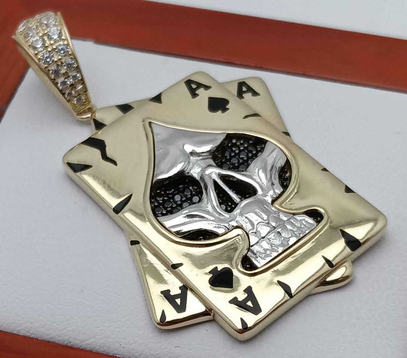 Złota Zawieszka Karty Karta As Pik Czaszka 6,48G P585 14K 3,5CM