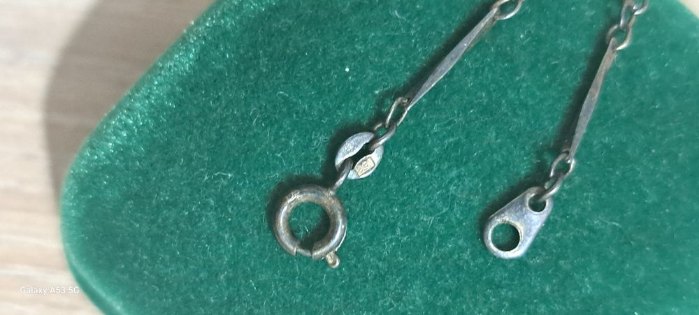 Srebrny łańcuszek z zawieszką bursztyn 925 OKAZJA