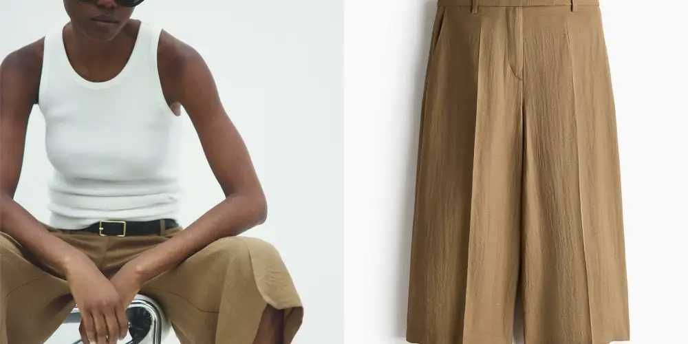 Spodnie culottes 38 nowa kolekcja Lniane beżowe PROMOCJA bermudy