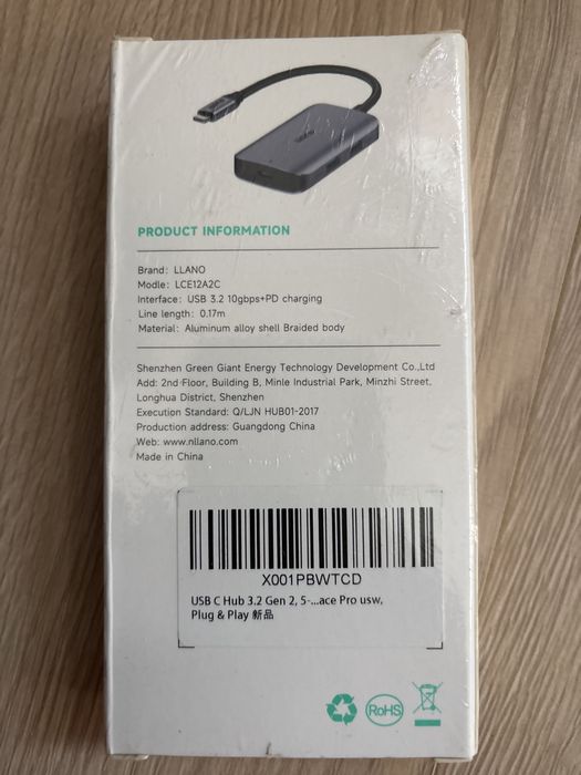 Llano USB C Hub 3.2Gen 10gbps pamiec zewnetrzna
