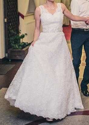 KORONKOWA suknia ślubna 36 S boho BIAŁA linia A koronka cała z koronki