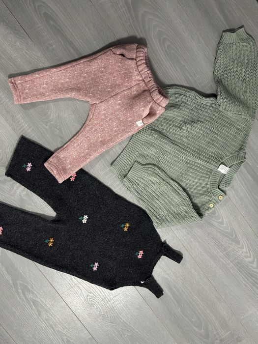 Комплект набір светр комбінезон штани пудра zara h&m 9 12 1 рік