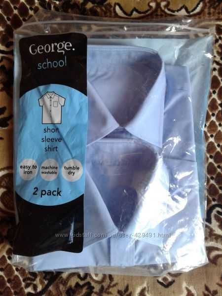 Щкольные рубашки с коротким рукавом на мальчиков George оригинал