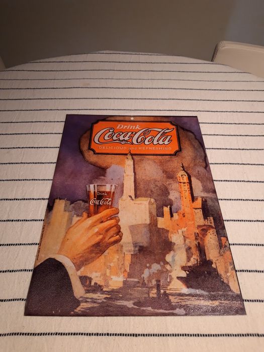 Cartaz/Poster/Quadro em metal com imagem vintage da Coca-Cola