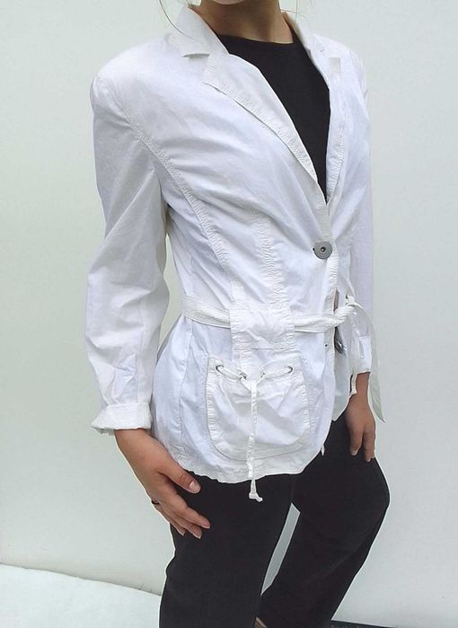 Luisa Cerano ekskluzywny letni bawełniany biały żakiet 100% cotton M L