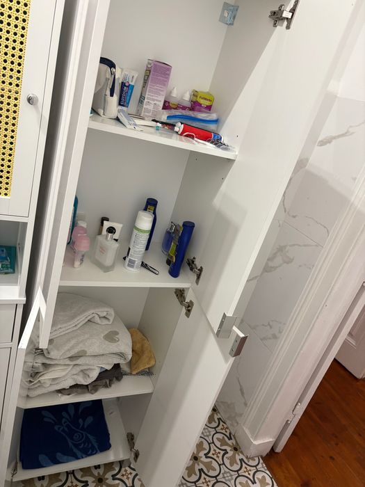 Móvel de casa de banho arrumação 4 portas 181x50x30 cm branco Sensea