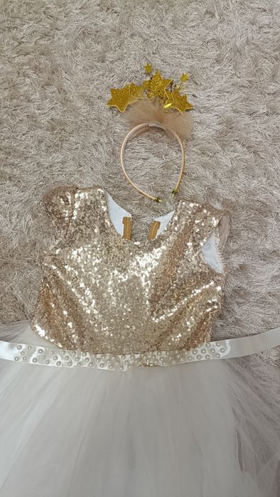 Святкова сукня, зірка, сніжинка, новорічна , золота паєтка, розмір 122