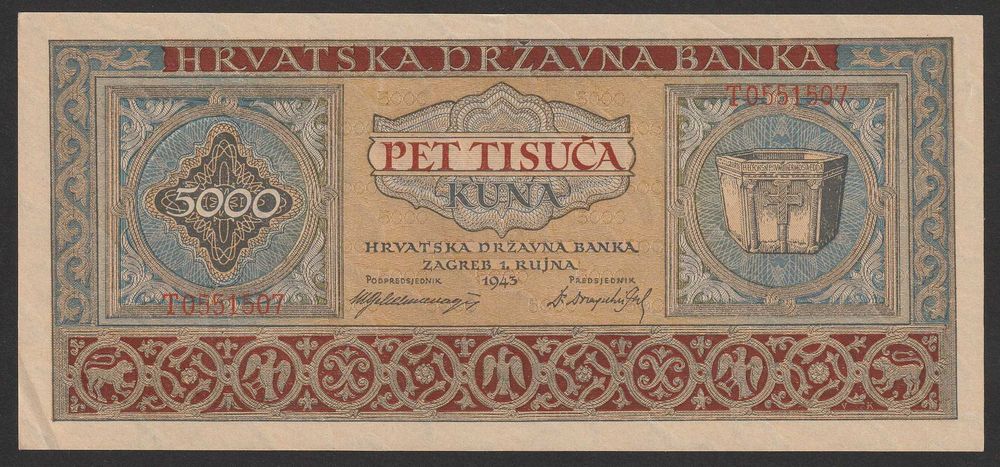 Chorwacja 5000 kuna 1943 - stan bankowy UNC -