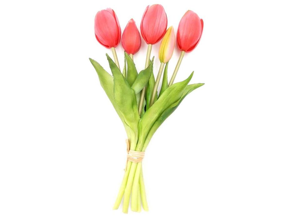 Tulipan sztuczny tulipany silikonowe bukiet 5 sztuk RÓŻOWY