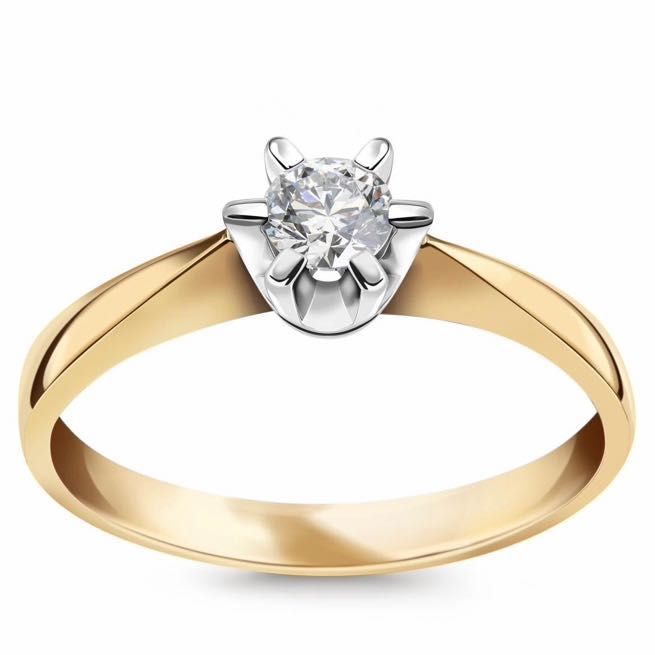 YES Stella Złoty PIERŚCIONEK zaręczynowy 14K diament 0,16ct r. 18
