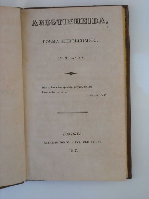 Agostinheida, Poema Heroi-Cómico em 9 Cantos, 1817 - Rara 1ª Edição