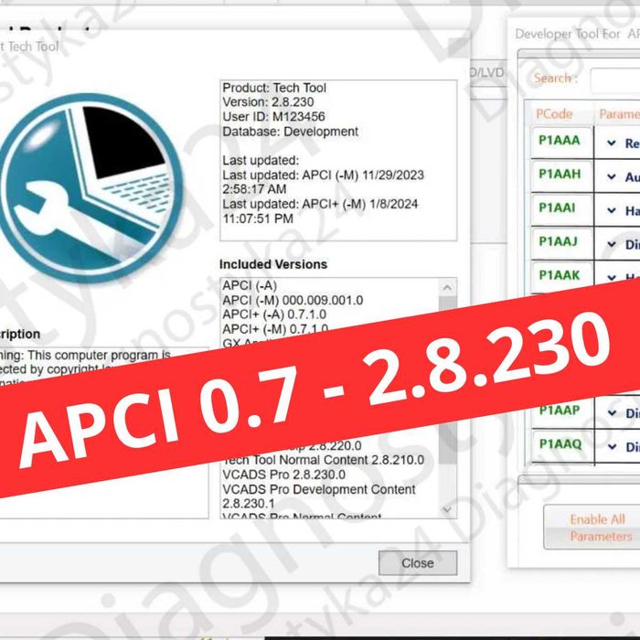 Tech Tool 2.8.230 NAJNOWSZA Wersja APCI 0.7+ Baza 2024 Volvo Vocom