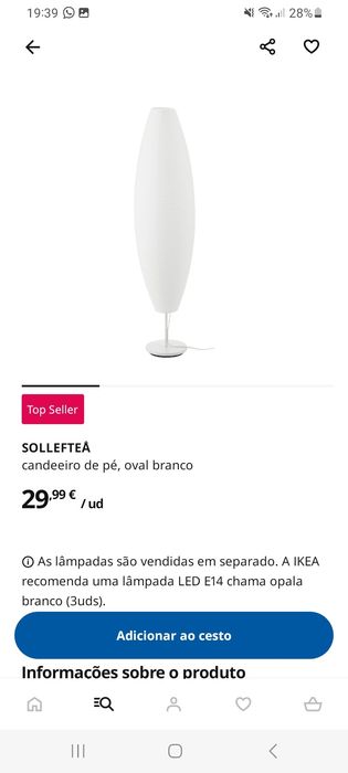 Candeeiro de pé SOLLEFTEA ikea