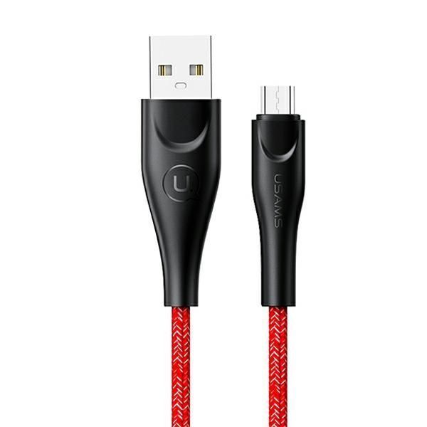 USAMS Kabel pleciony U41 microUSB 2m2A czerwony/red SJ396USB02
