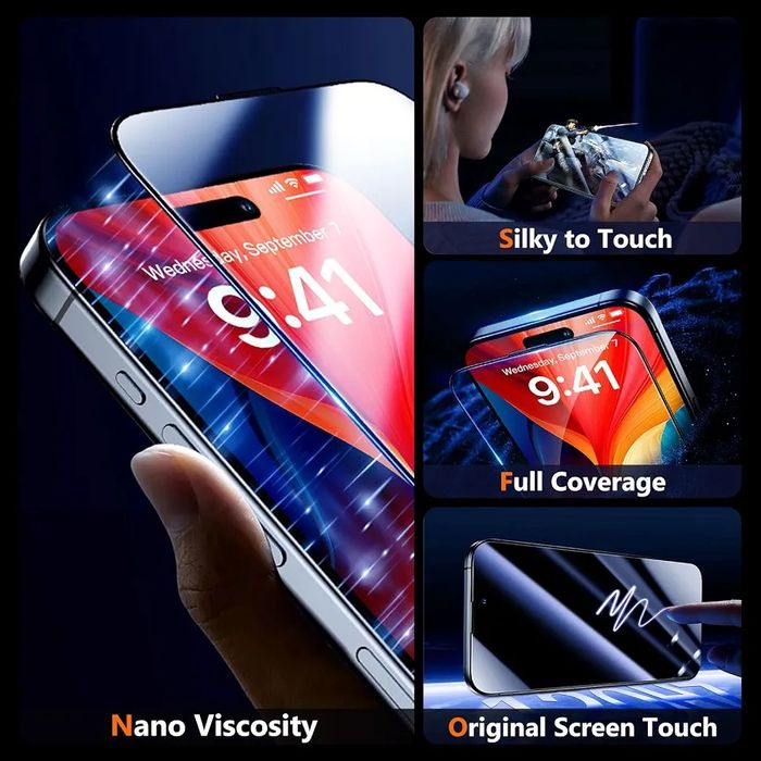 Захисне скло TOCOL 2 шт. для iPhone 15/16 Pro 6,1" загартоване скло 9H із рамкою