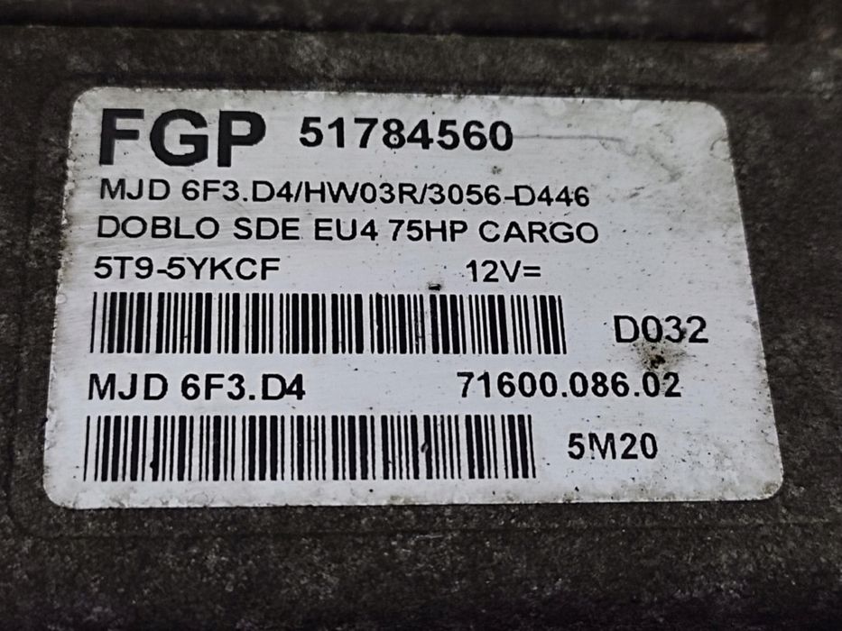 fiat doblo i 1.3 sterownik silnika 51784560