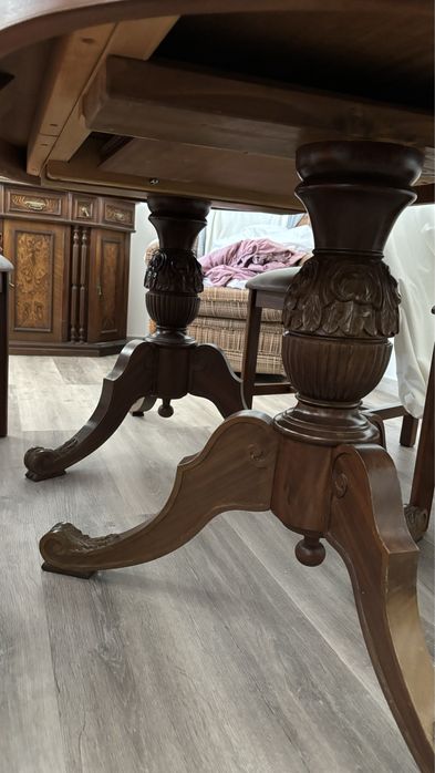 Mesa redonda madeira extensível vintage