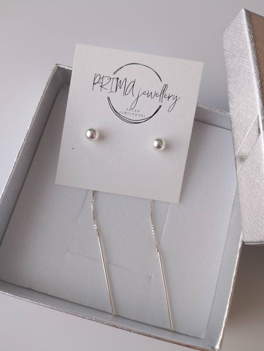 Kolczyki przeciągane kulki srebro 925