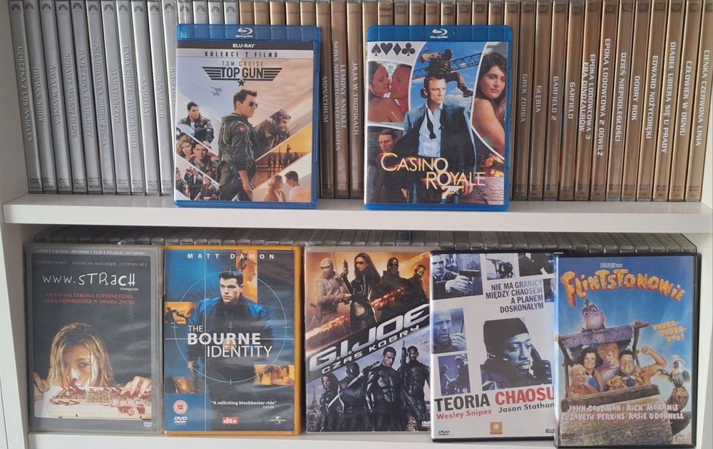 Top Gun bluray, Casino Royale, Tożsamość Bourne'a, GI JOE, Teoria chaosu, Flinstonowie