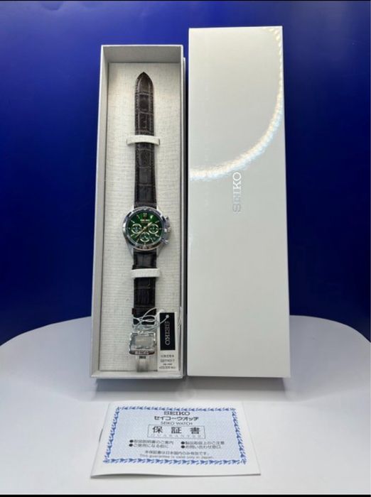 NOVO! Seiko Cronógrafo verde-jdm-Tachymeter-8T63