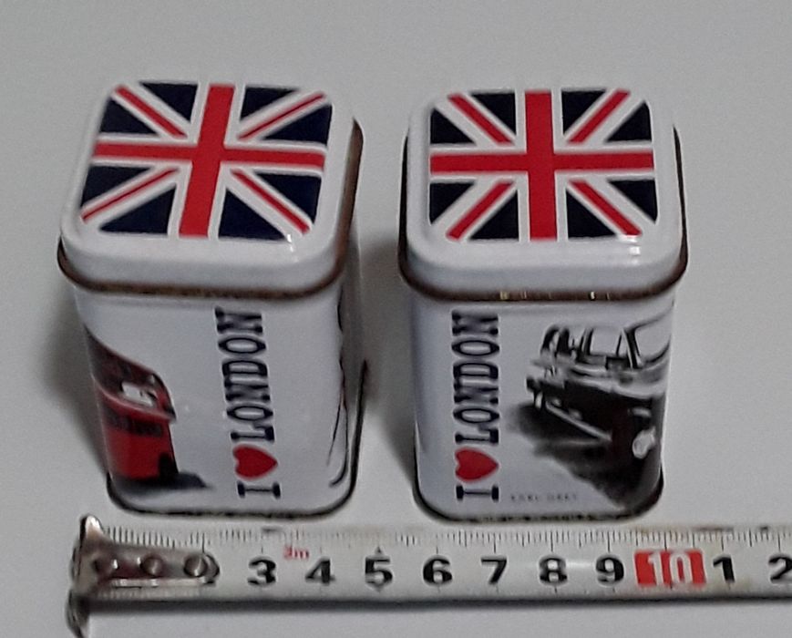 Latas de chá inglês (vazias) - I Love London, Ahmad tea