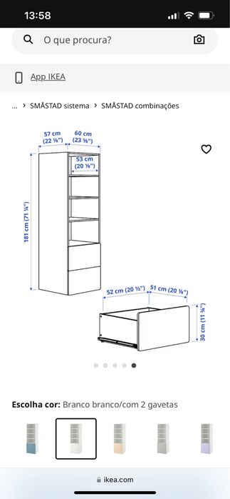 Estante branca com 2 gavetas