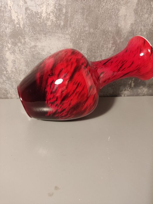 Vintage Vase Karmazynowy wazon artystyczne szkło warstwowe ręcznie wyk