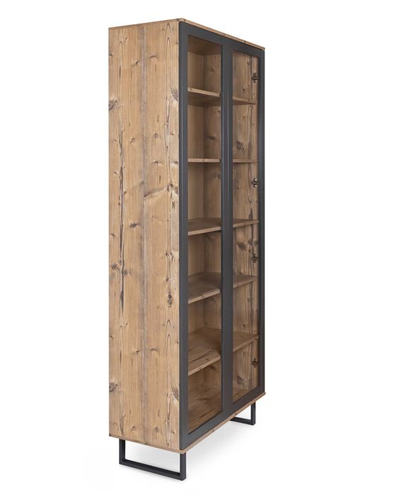 Witryna przeszklona wysoka do salonu 79,5 × 40 × 206,4 cm