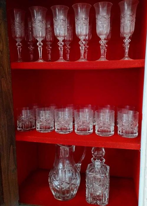 Serviço copos cristal 64 peças Bohemia