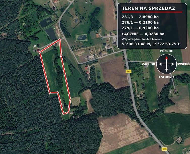 Ponad 4 ha przy lesie | WZ, prąd i woda | Strzygi