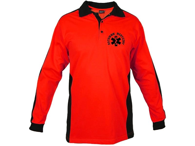 Koszulka ratownicza Polo FLUO męska FUNKCYJNA z długim rękawem (M)