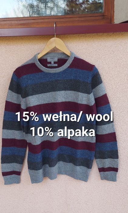 sweter z dodatkiem wełny i alpaki 15% wełna wool 10% alpaka M marks& s