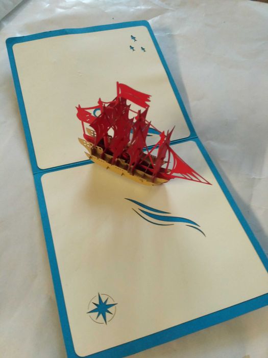 Об'ємна 3Д листівка з кораблем «Червоні вітрила»