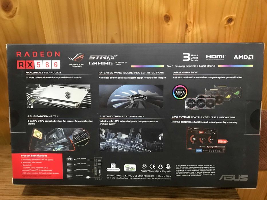 Видеокарта Asus PCI-Ex Radeon RX580 ROG Strix OC 8GB GDDR5 (256bit)