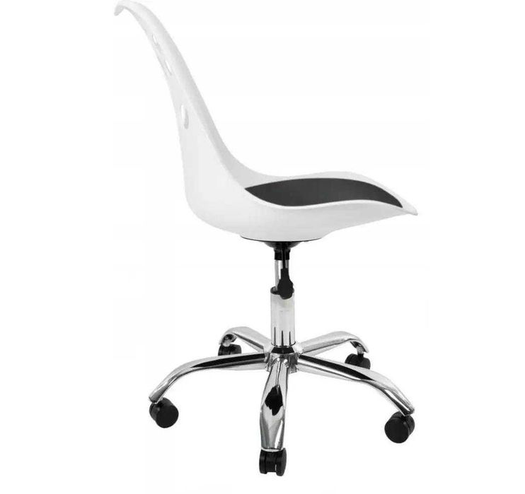 Кресло детское белое+черное на колесиках компьютерное офисное Cat