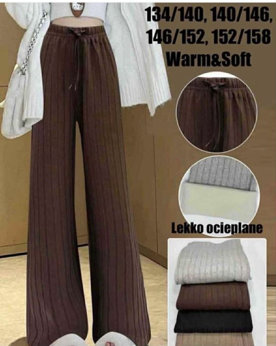 Spodnie z szeroką nogawką dla dziewczynki Ocieplane szwedy
