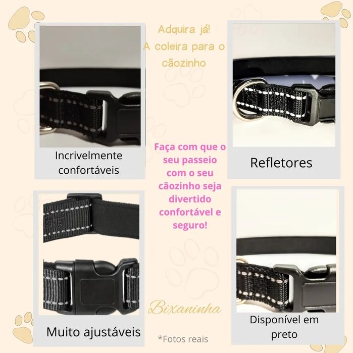 Coleira (almofada, confortável e ajustável)