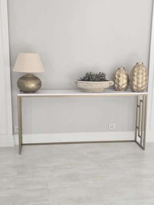 Konsola nowy wzór złota z białym matem do przedpokoju salonu