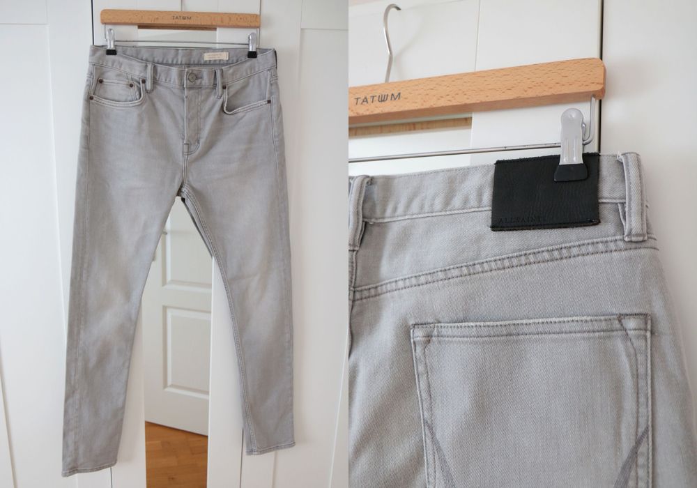 Męskie spodnie jeansy AllSaints W33 cigarette skinny massimo dutti