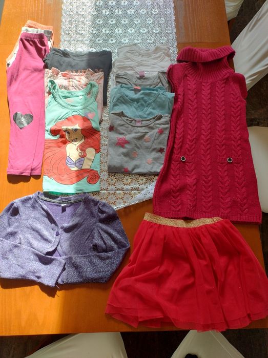 Ubrania, getry, t-shirt , spódnica, tunika 122 128